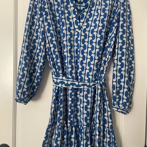 Blue and White Patterned Dress